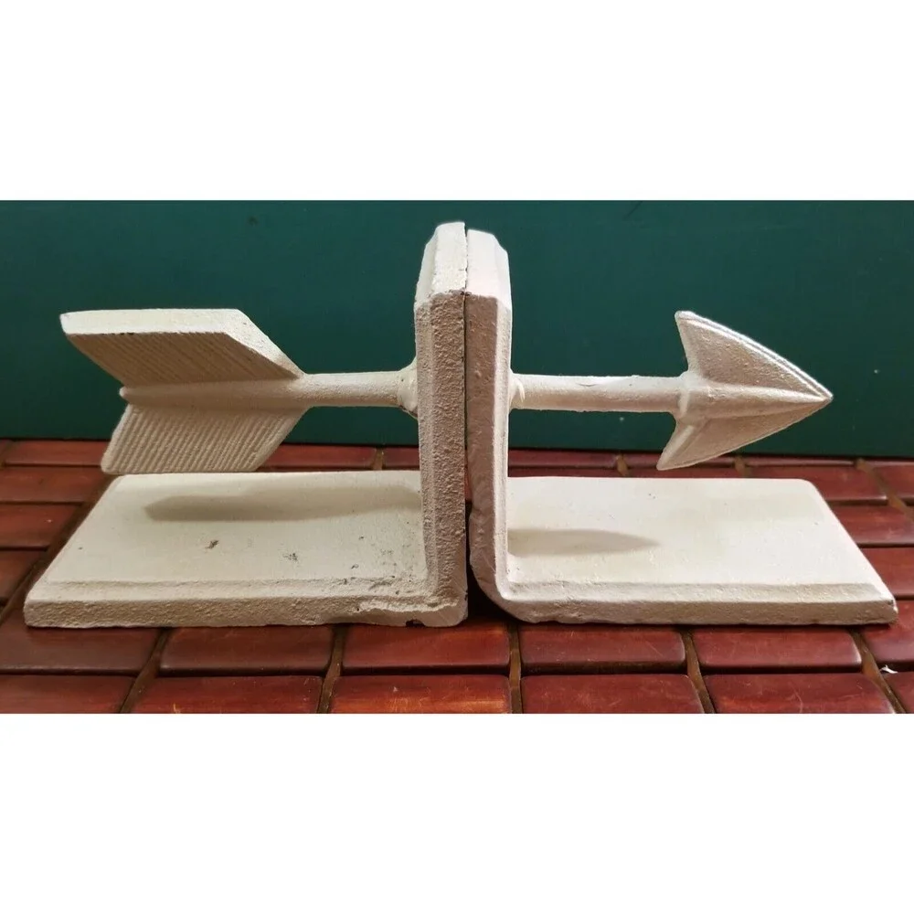 HomArt Cast Iron Arrow Bookends Antique White 5
